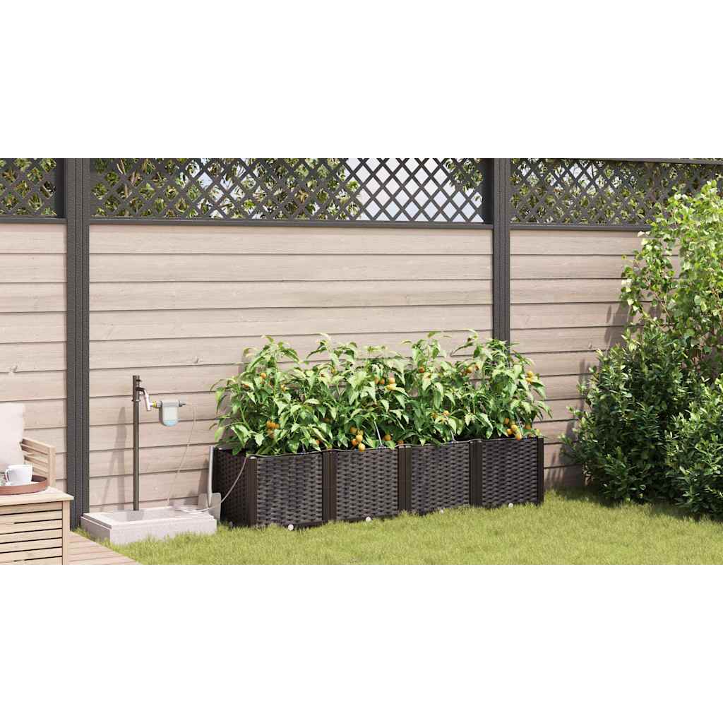 vidaXL Doniczka ogrodowa 4 pcs Brązowy 160 x 40 x 37,5 cm
