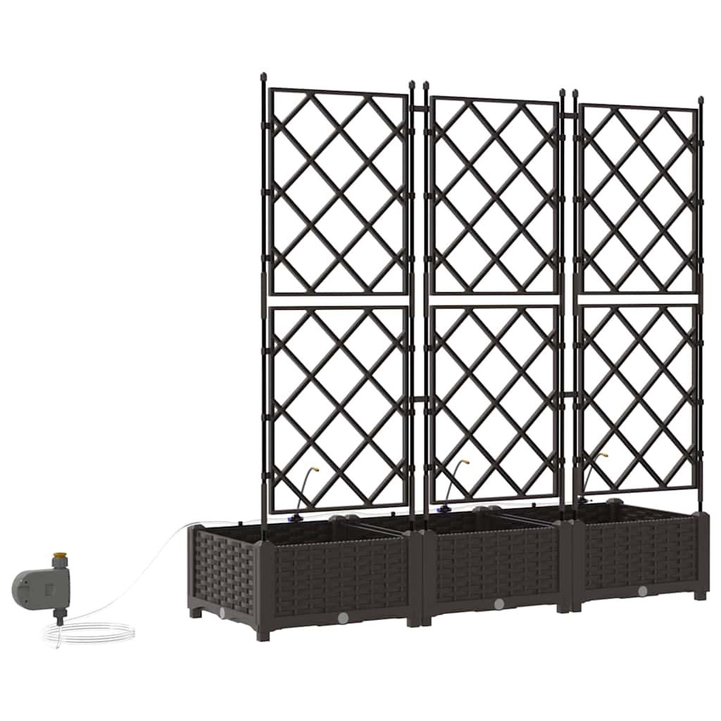 vidaXL Doniczka ogrodowa 3 pcs Brązowy 120 x 40 x 126 cm