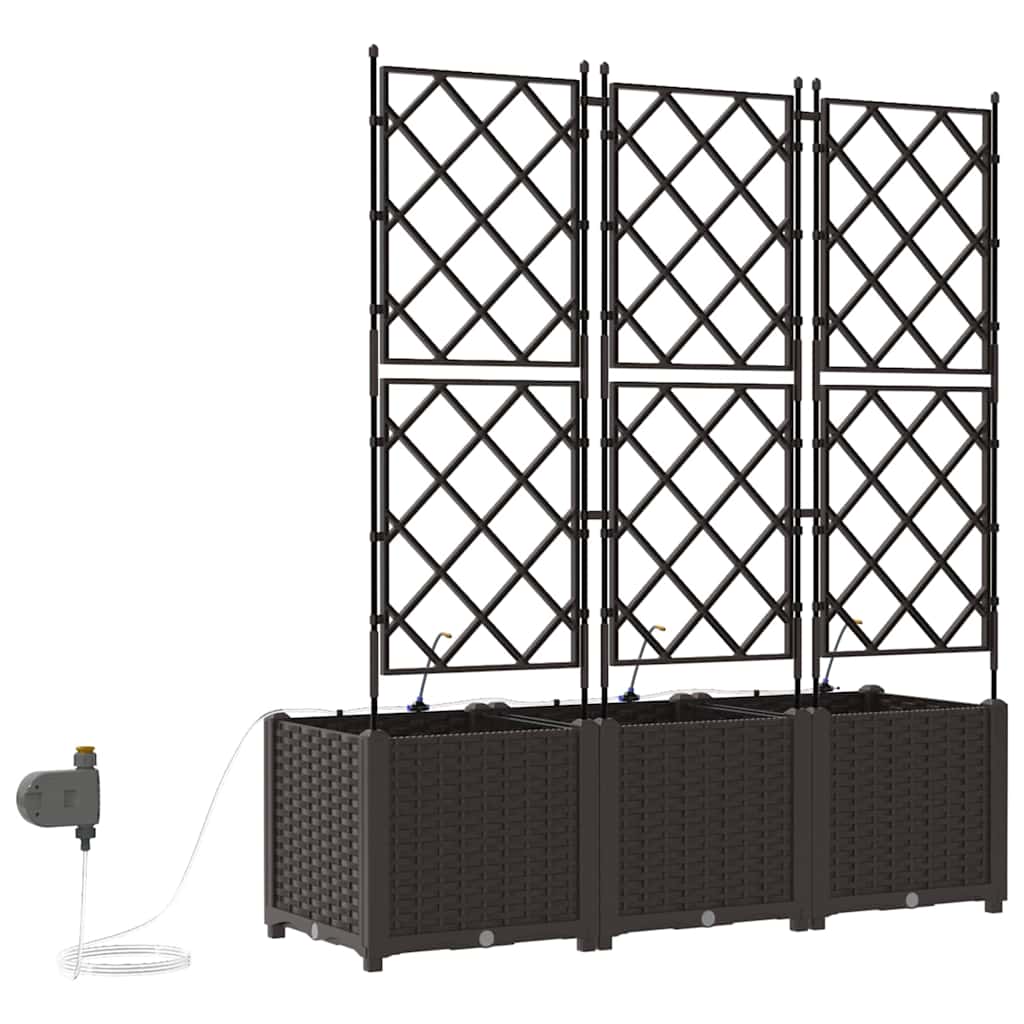 vidaXL Doniczka ogrodowa 3 pcs Brązowy 120 x 40 x 142 cm