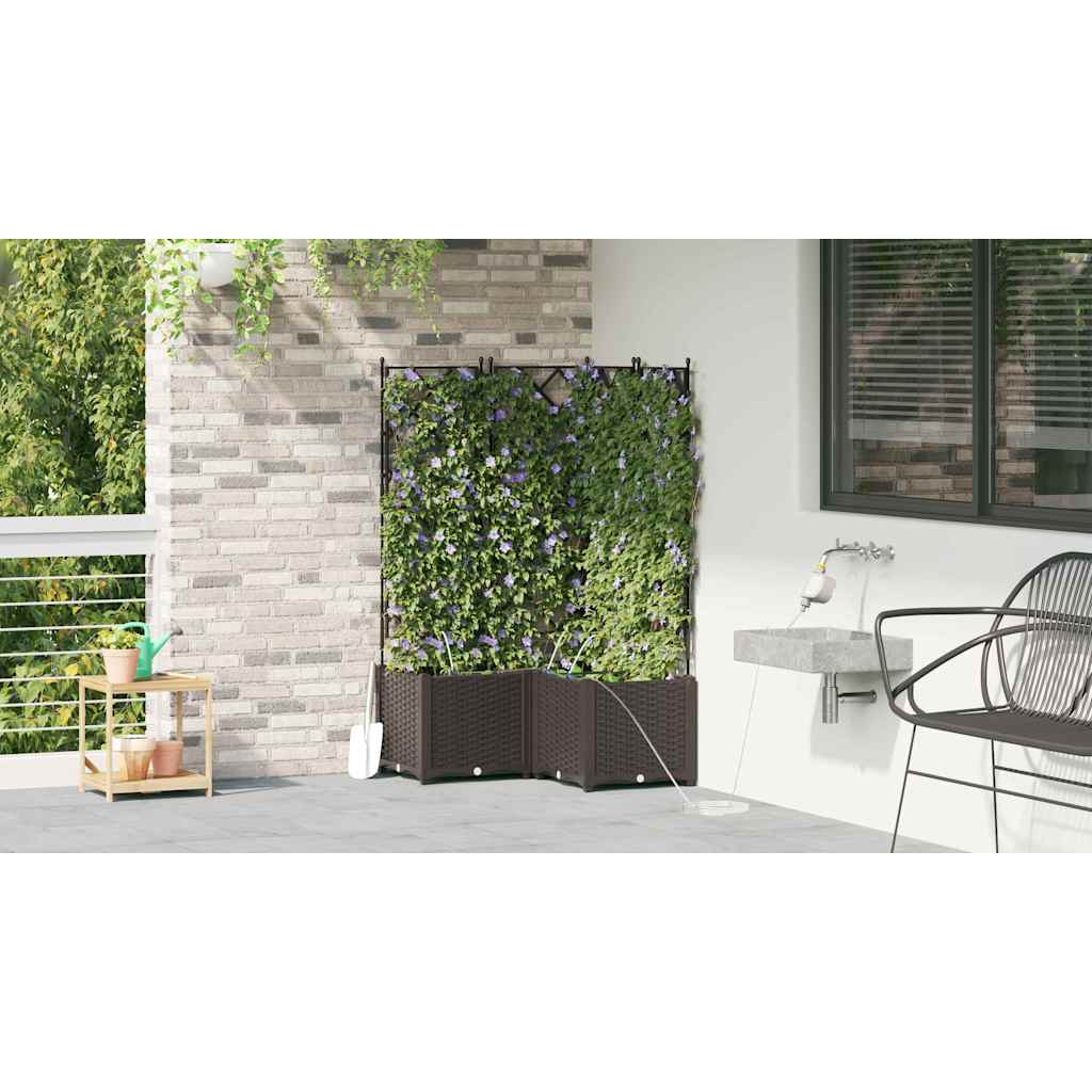 vidaXL Doniczka ogrodowa 3 pcs Brązowy 80 x 80 x 142 cm