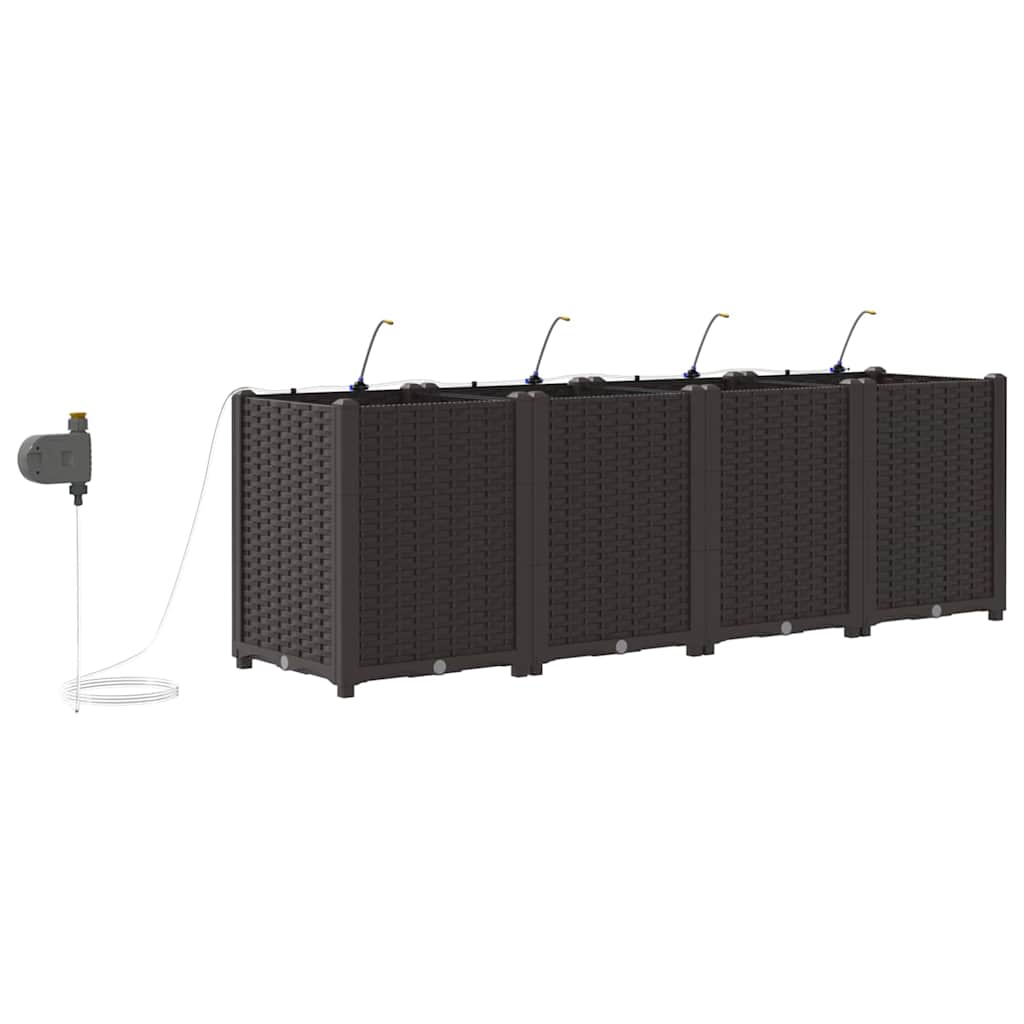 vidaXL Doniczka ogrodowa 4 pcs Brązowy 160 x 40 x 52 cm