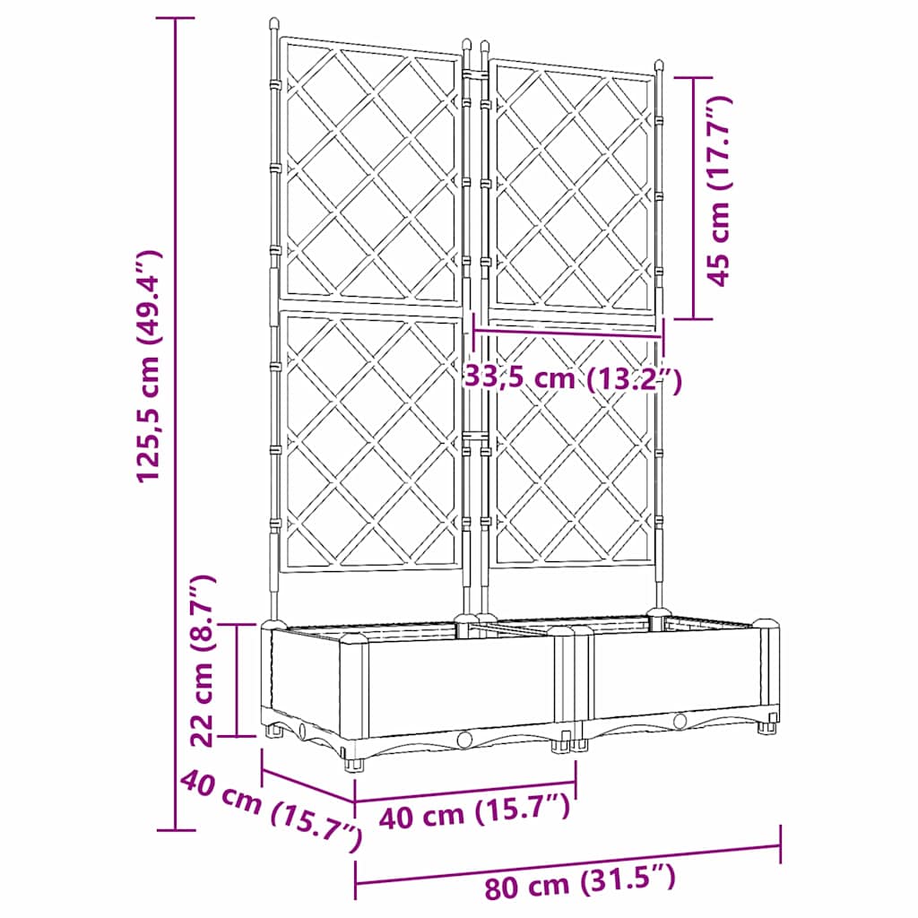 vidaXL Doniczka ogrodowa 2 pcs Czarny 80 x 40 x 125,5 cm