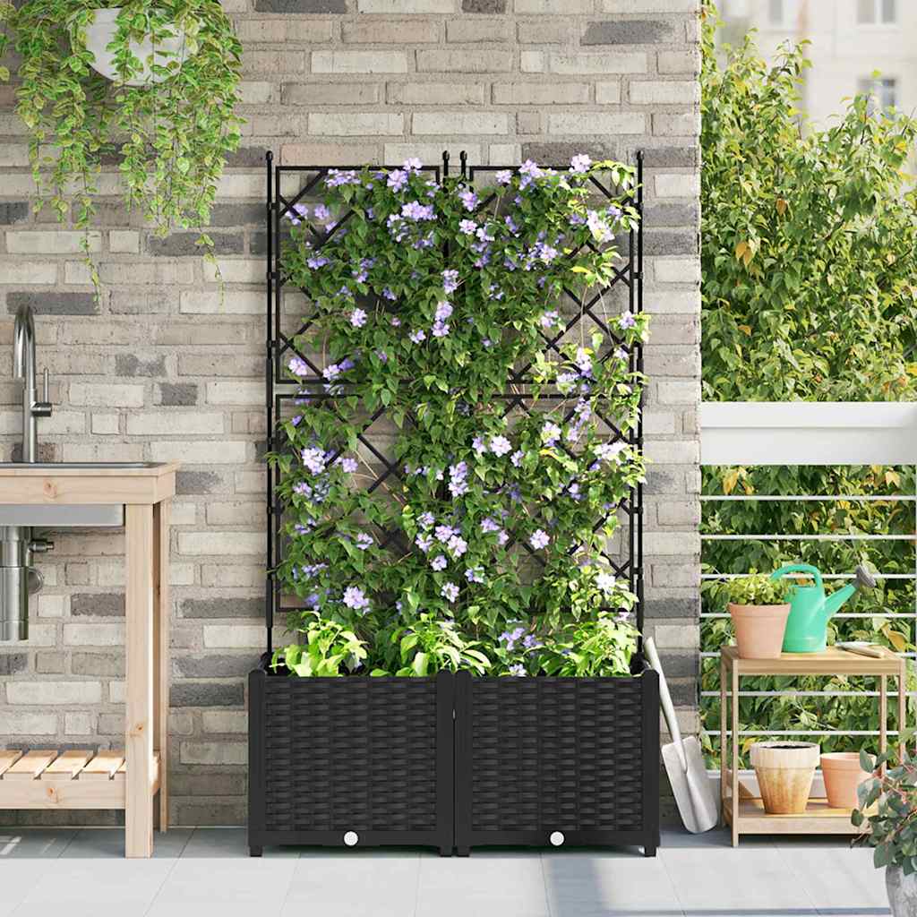 vidaXL Doniczka ogrodowa 2 pcs Czarny 80 x 40 x 143 cm
