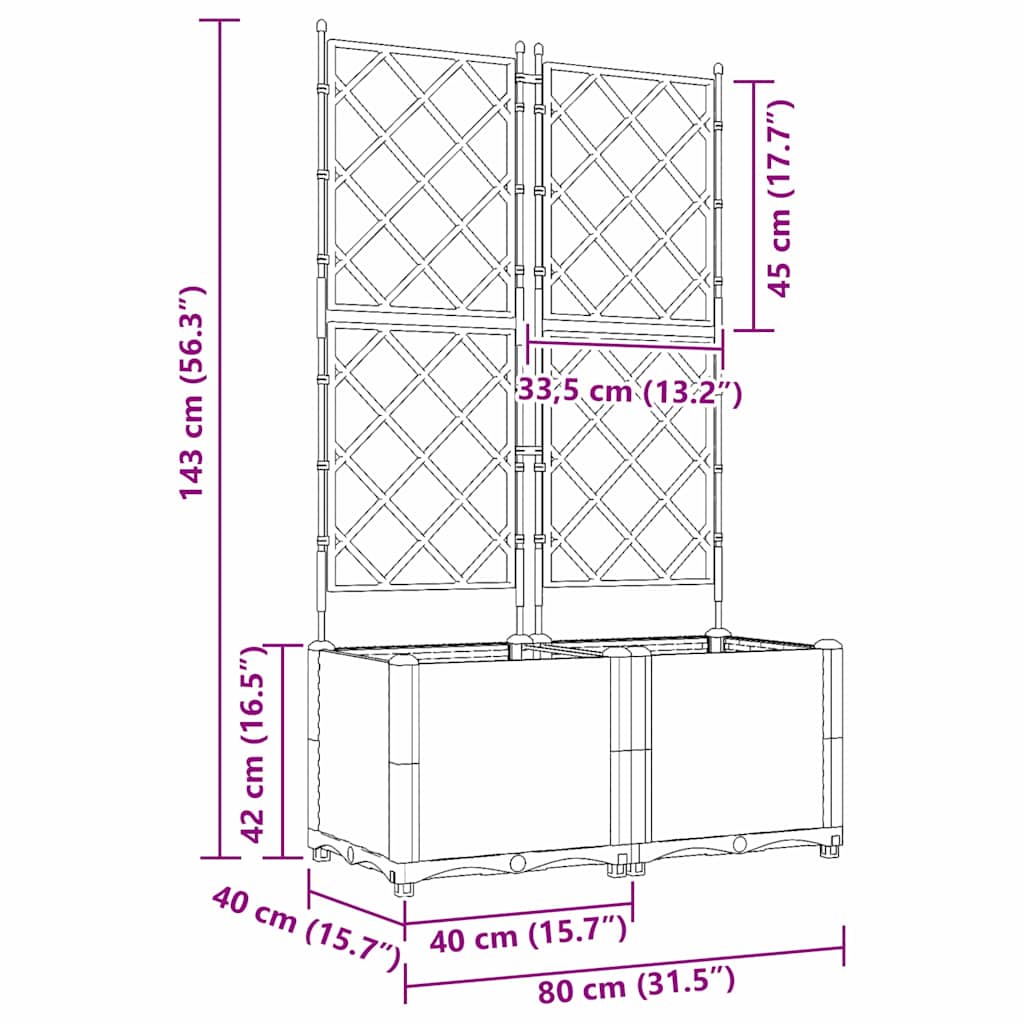 vidaXL Doniczka ogrodowa 2 pcs Czarny 80 x 40 x 143 cm
