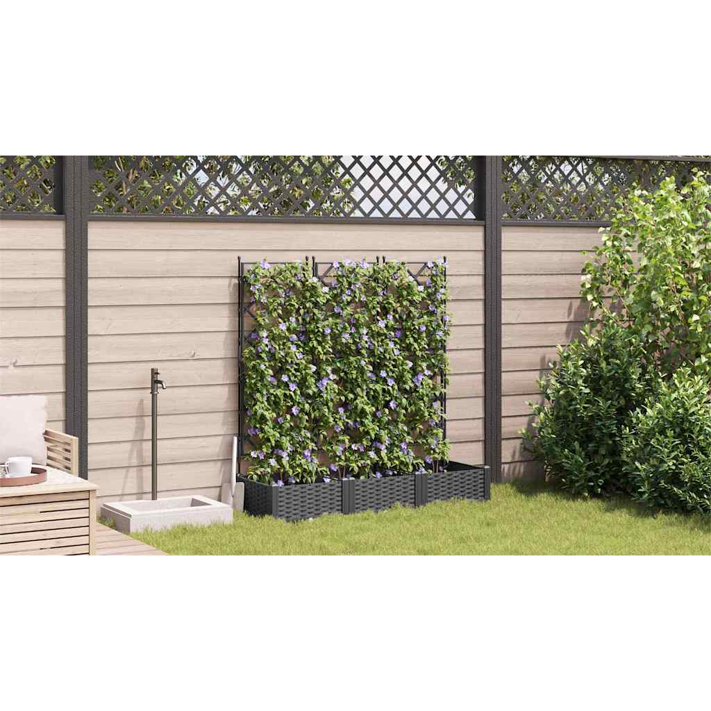 vidaXL Doniczka ogrodowa 3 pcs Czarny 120 x 40 x 125,5 cm