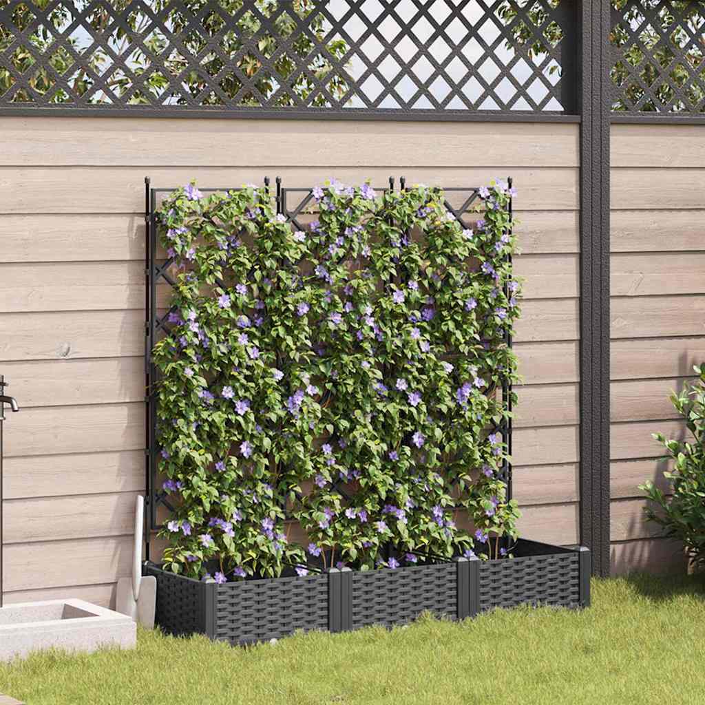 vidaXL Doniczka ogrodowa 3 pcs Czarny 120 x 40 x 125,5 cm