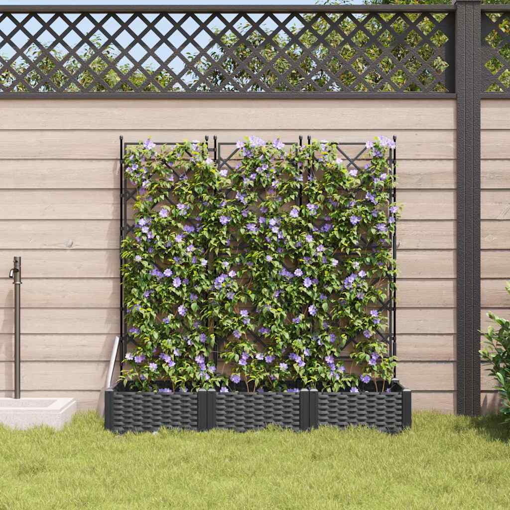 vidaXL Doniczka ogrodowa 3 pcs Czarny 120 x 40 x 125,5 cm