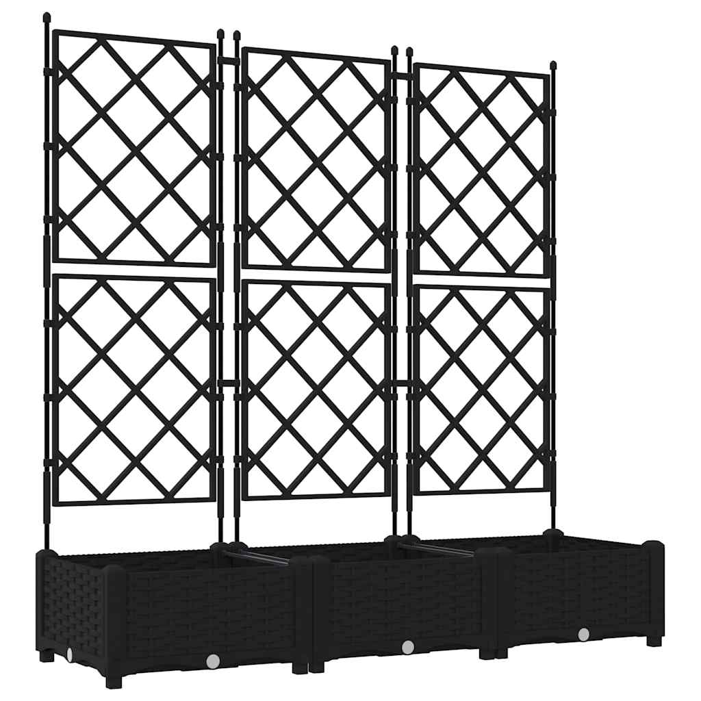 vidaXL Doniczka ogrodowa 3 pcs Czarny 120 x 40 x 125,5 cm