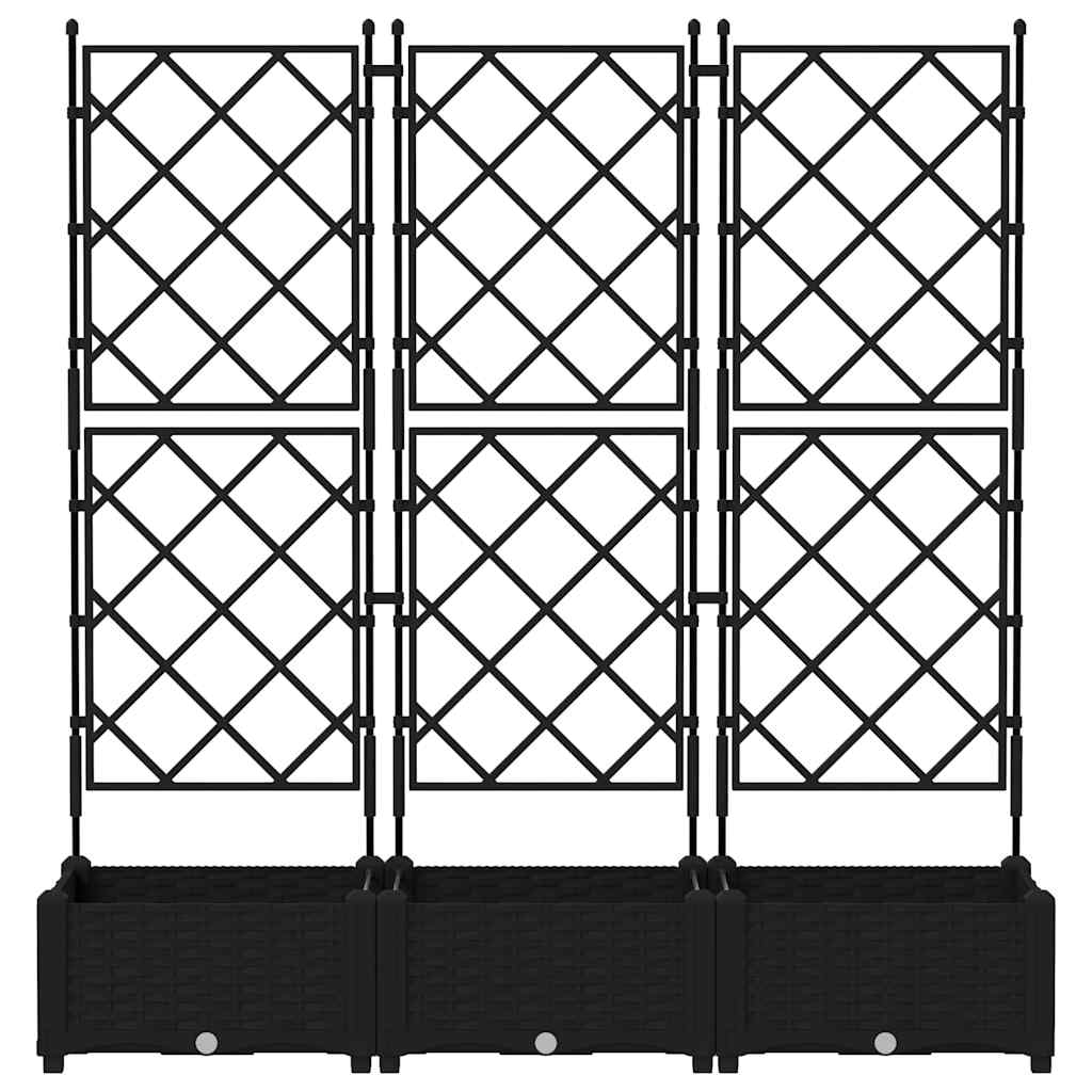 vidaXL Doniczka ogrodowa 3 pcs Czarny 120 x 40 x 125,5 cm