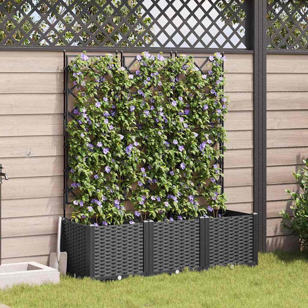 vidaXL Doniczka ogrodowa 3 pcs Czarny 120 x 40 x 143 cm