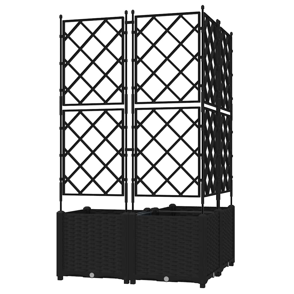 vidaXL Doniczka ogrodowa 3 szt. Czarny 80 x 80 x 143 cm PP