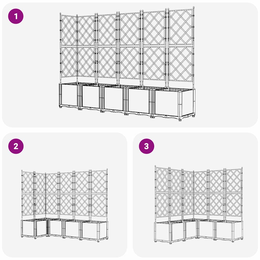 vidaXL Doniczka ogrodowa 5 pcs Czarny 120 x 120 x 143 cm