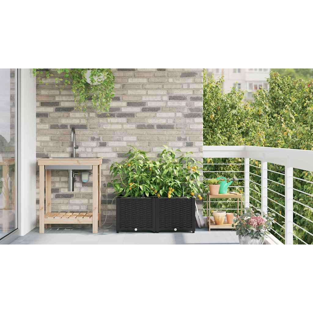 vidaXL Doniczka ogrodowa 2 pcs Czarny 80 x 40 x 37,5 cm