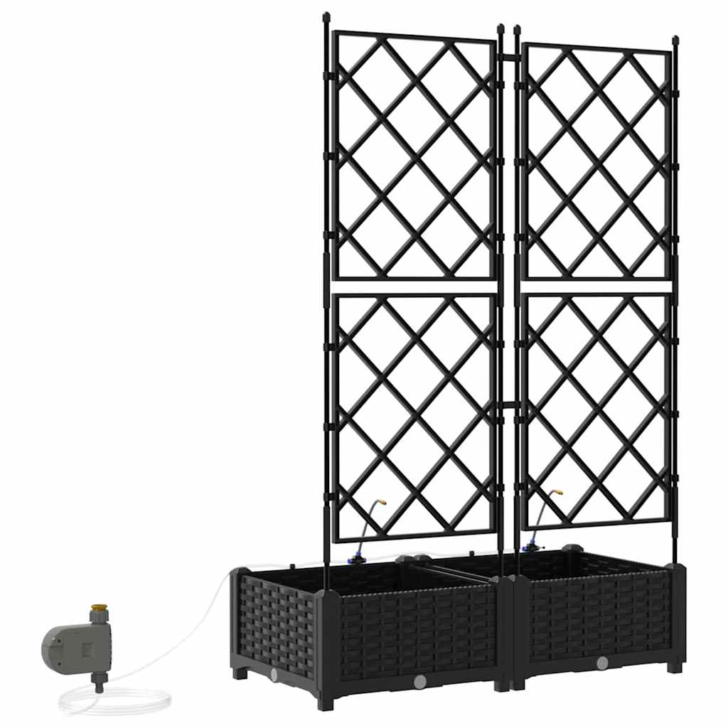 vidaXL Doniczka ogrodowa 2 pcs Czarny 80 x 40 x 126 cm