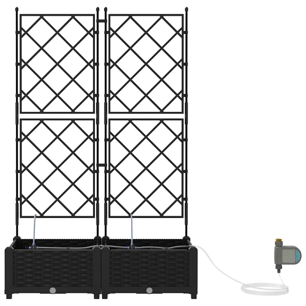 vidaXL Doniczka ogrodowa 2 pcs Czarny 80 x 40 x 126 cm