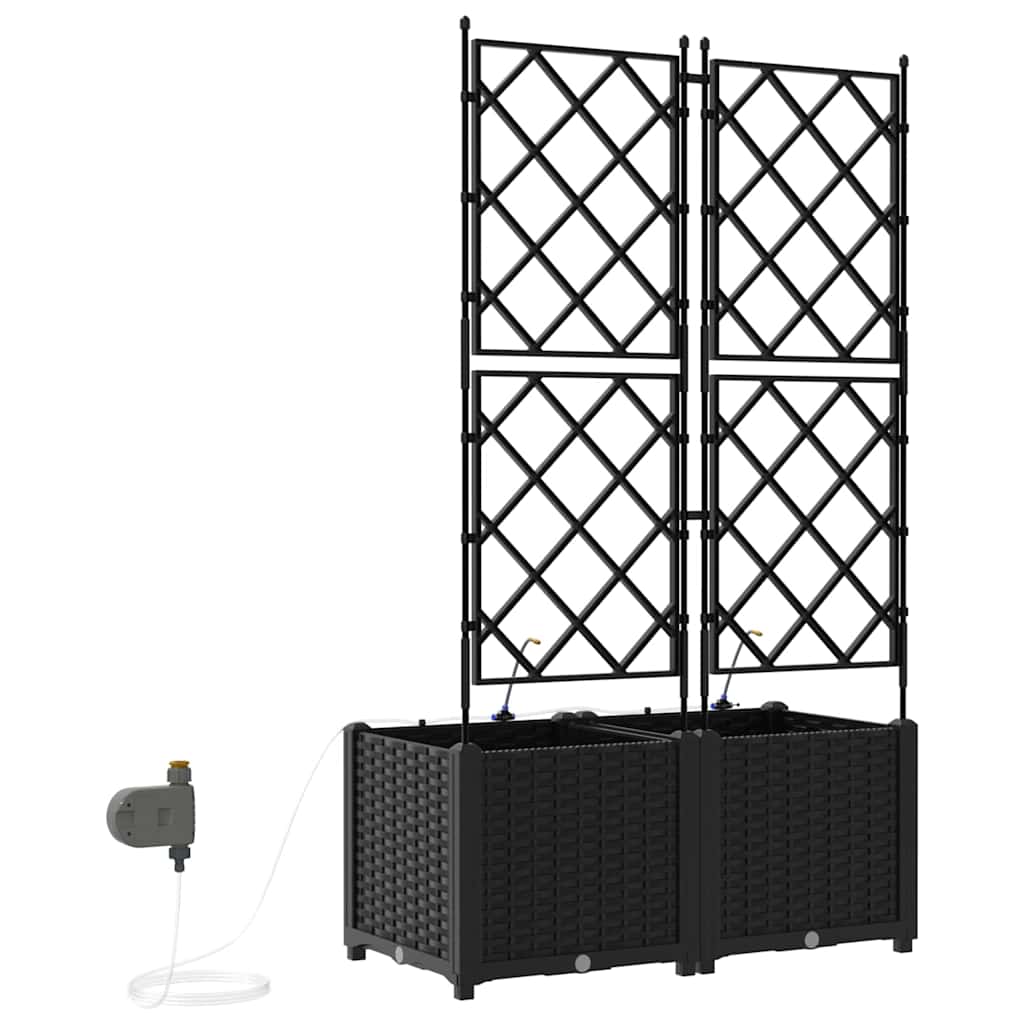 vidaXL Doniczka ogrodowa 2 pcs Czarny 80 x 40 x 142 cm