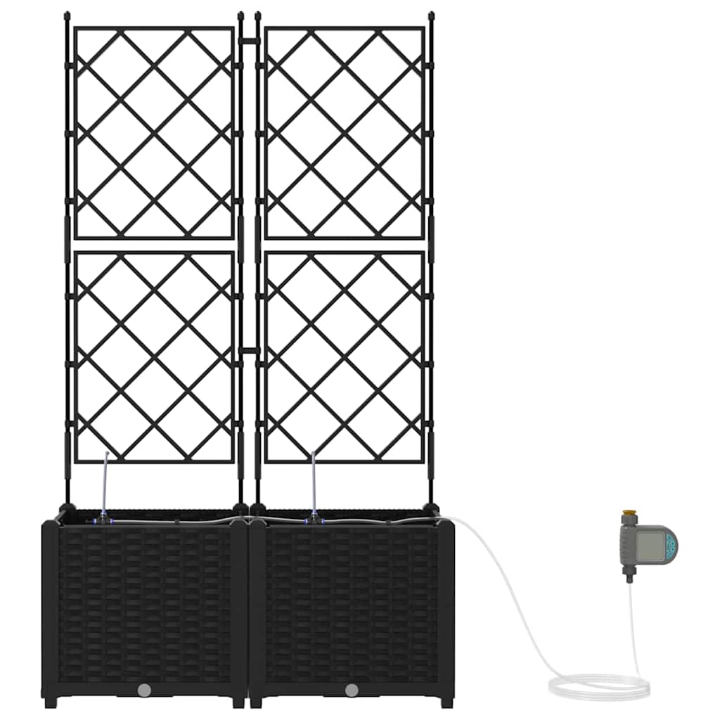 vidaXL Doniczka ogrodowa 2 pcs Czarny 80 x 40 x 142 cm