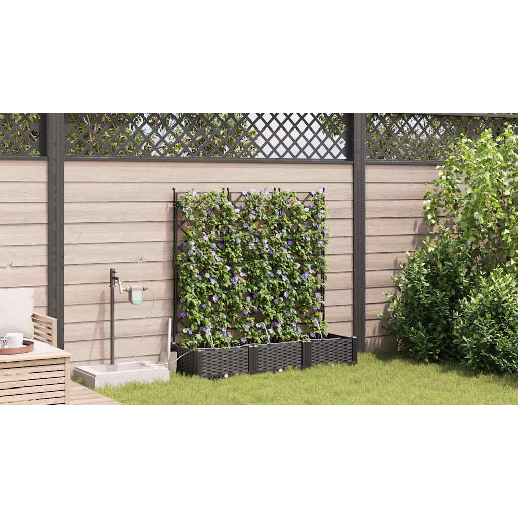 vidaXL Doniczka ogrodowa 3 pcs Czarny 120 x 40 x 126 cm