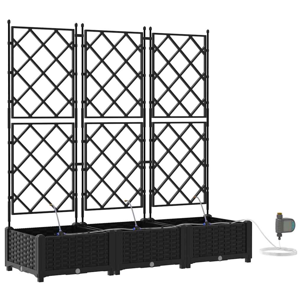 vidaXL Doniczka ogrodowa 3 pcs Czarny 120 x 40 x 126 cm