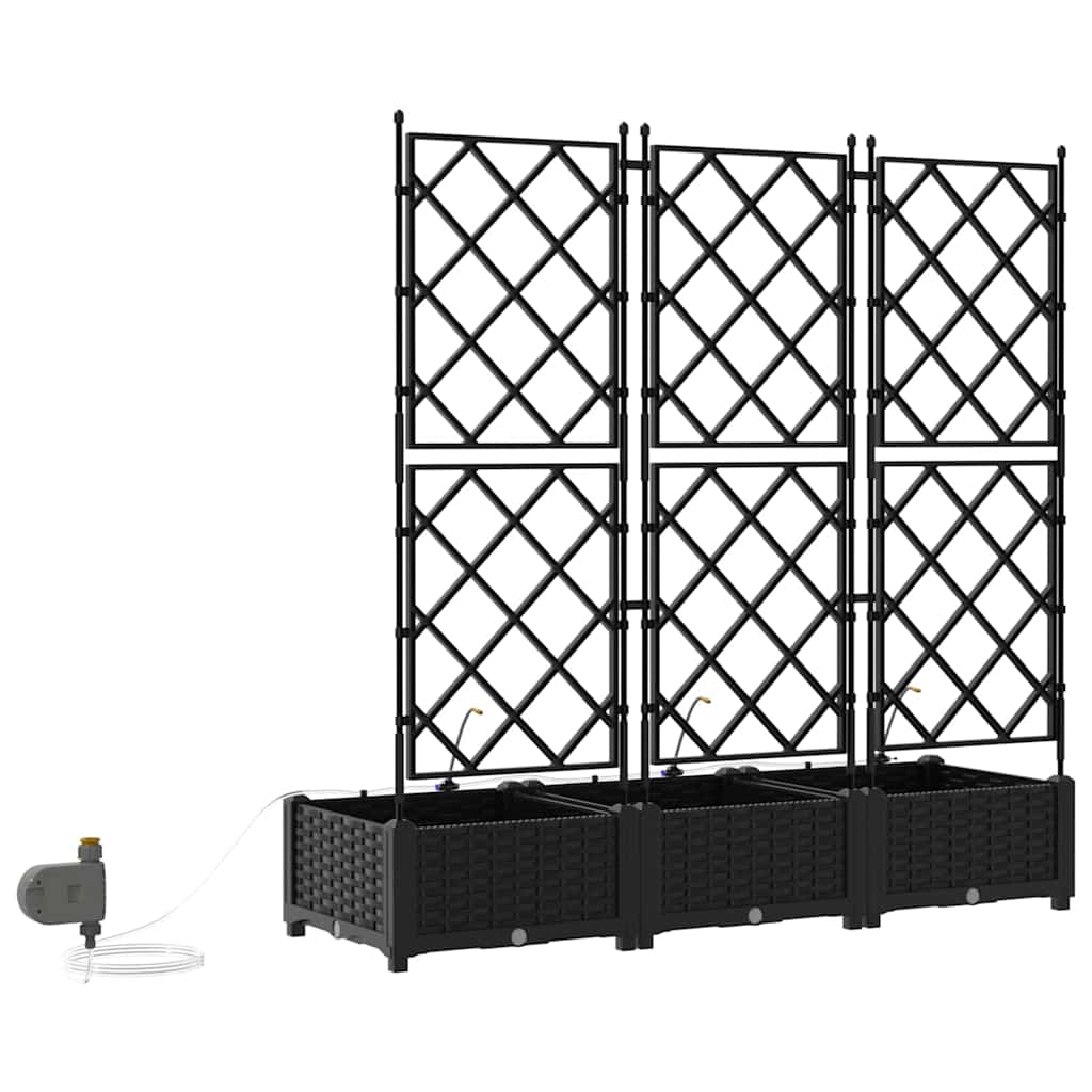 vidaXL Doniczka ogrodowa 3 pcs Czarny 120 x 40 x 126 cm