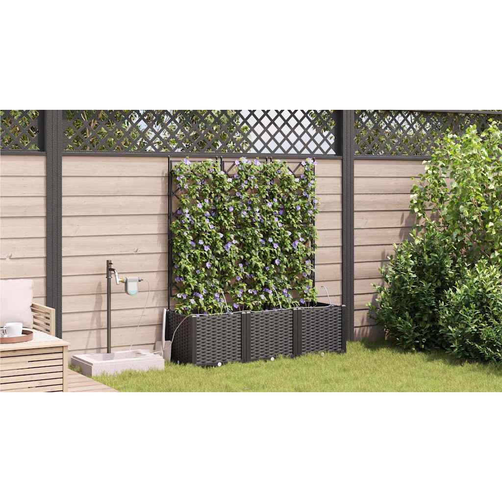 vidaXL Doniczka ogrodowa 3 pcs Czarny 120 x 40 x 142 cm