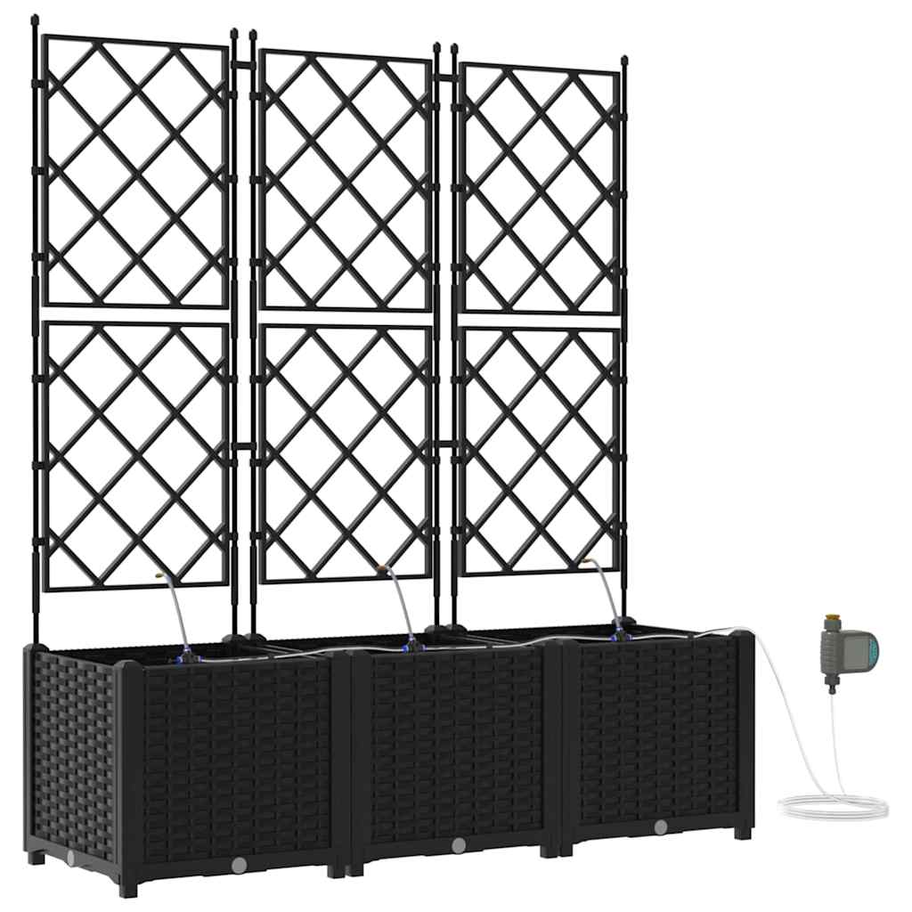 vidaXL Doniczka ogrodowa 3 pcs Czarny 120 x 40 x 142 cm