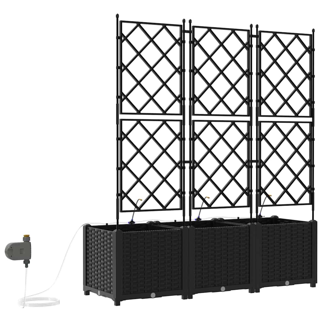 vidaXL Doniczka ogrodowa 3 pcs Czarny 120 x 40 x 142 cm