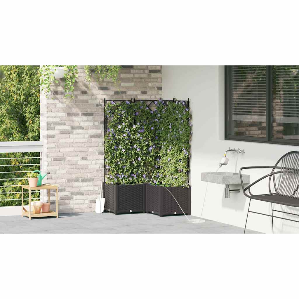 vidaXL Doniczka ogrodowa 3 pcs Czarny 80 x 80 x 142 cm