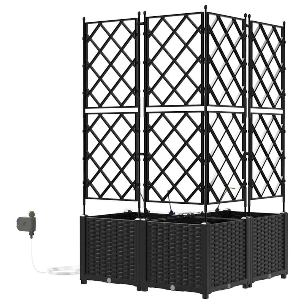 vidaXL Doniczka ogrodowa 3 pcs Czarny 80 x 80 x 142 cm