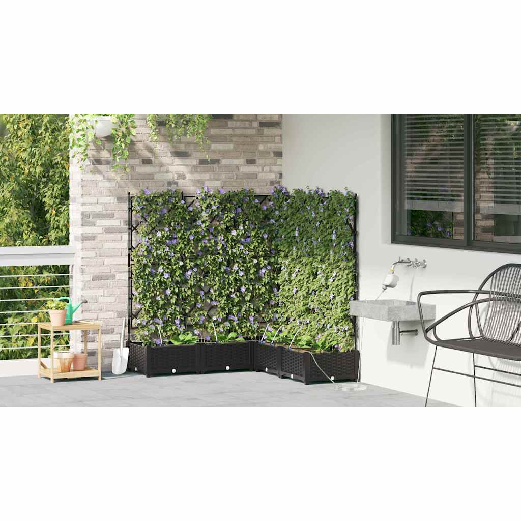 vidaXL Doniczka ogrodowa 5 pcs Czarny 120 x 120 x 126 cm