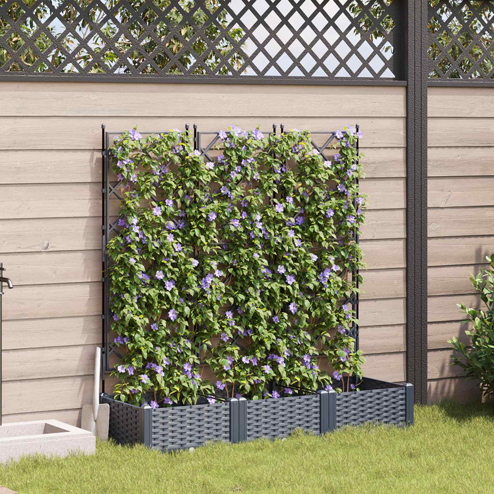vidaXL Doniczka ogrodowa 3 pcs Szary 120 x 40 x 125,5 cm