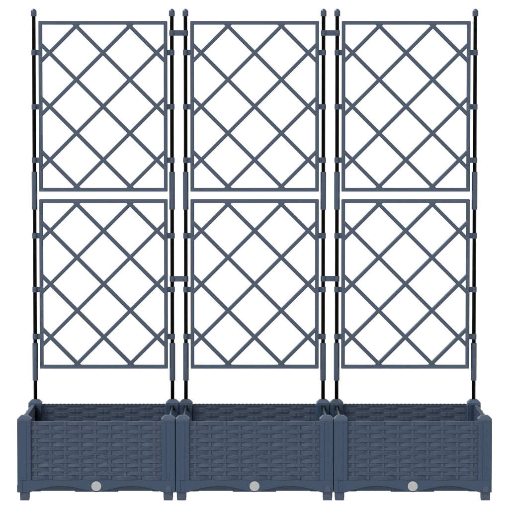vidaXL Doniczka ogrodowa 3 pcs Szary 120 x 40 x 125,5 cm