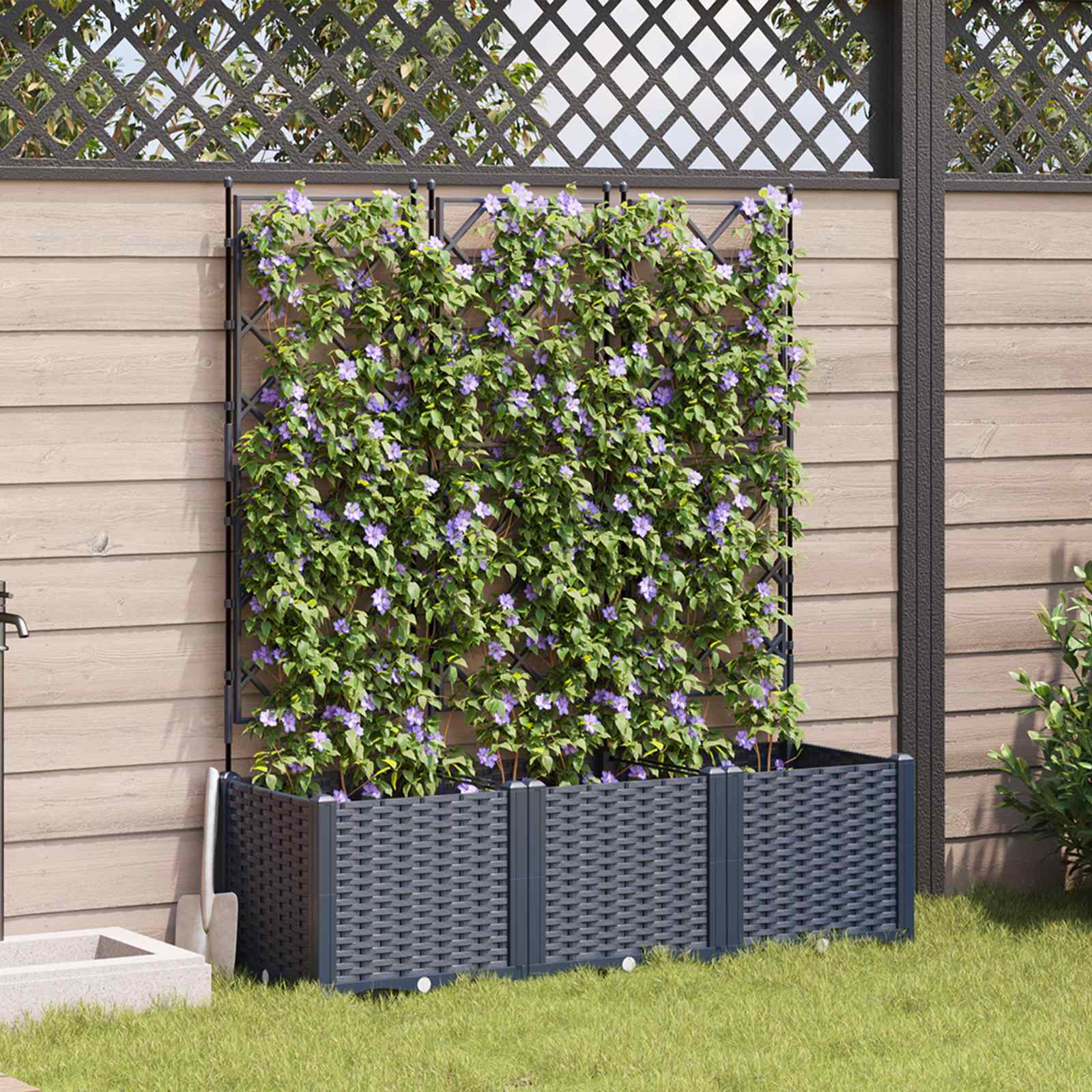 vidaXL Doniczka ogrodowa 3 pcs Szary 120 x 40 x 143 cm