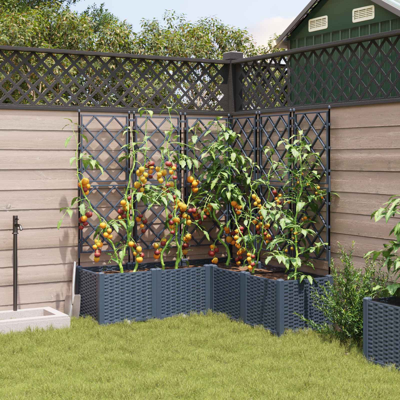 vidaXL Doniczka ogrodowa 5 pcs Szary 120 x 120 x 143 cm