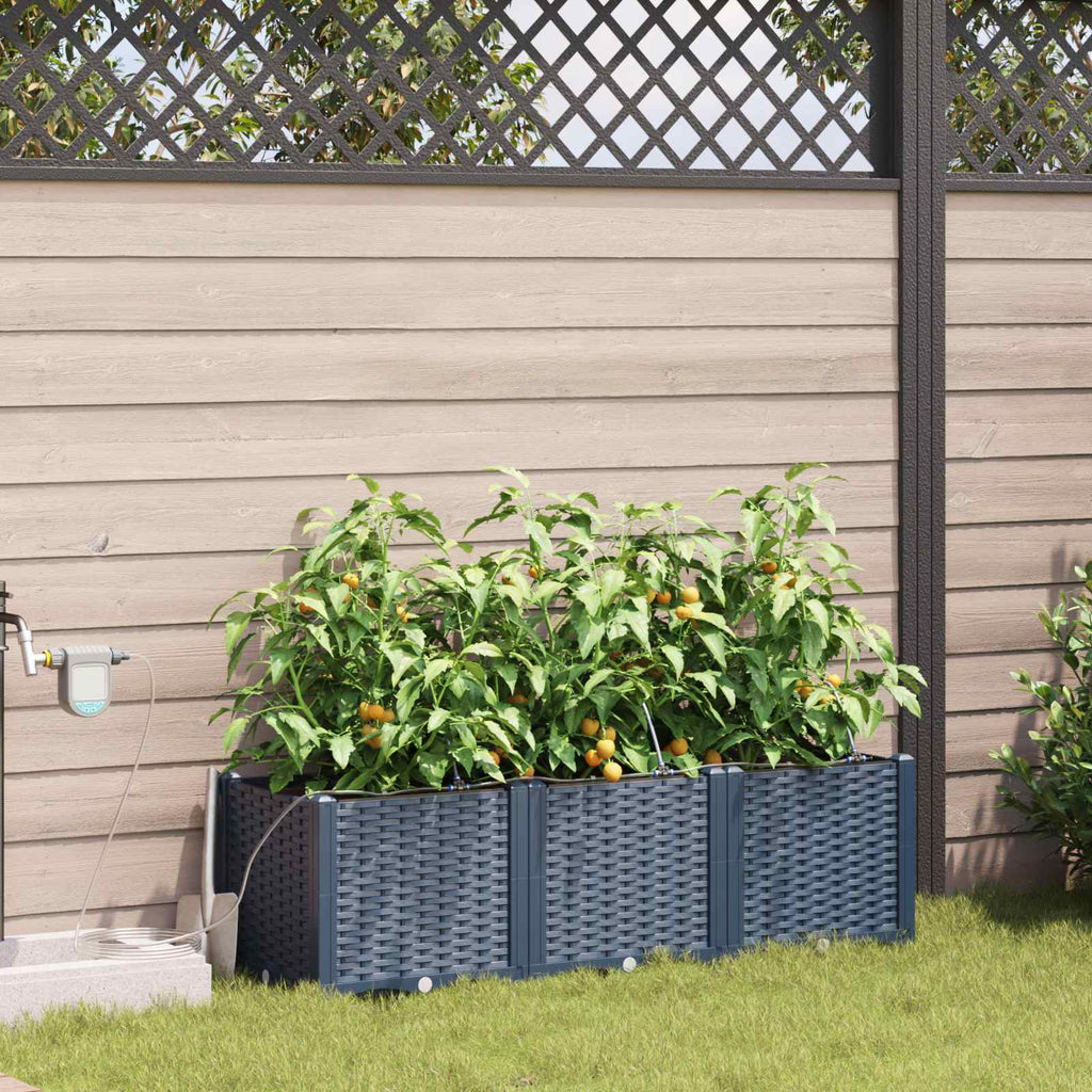 vidaXL Doniczka ogrodowa 3 pcs Szary 120 x 40 x 37,5 cm