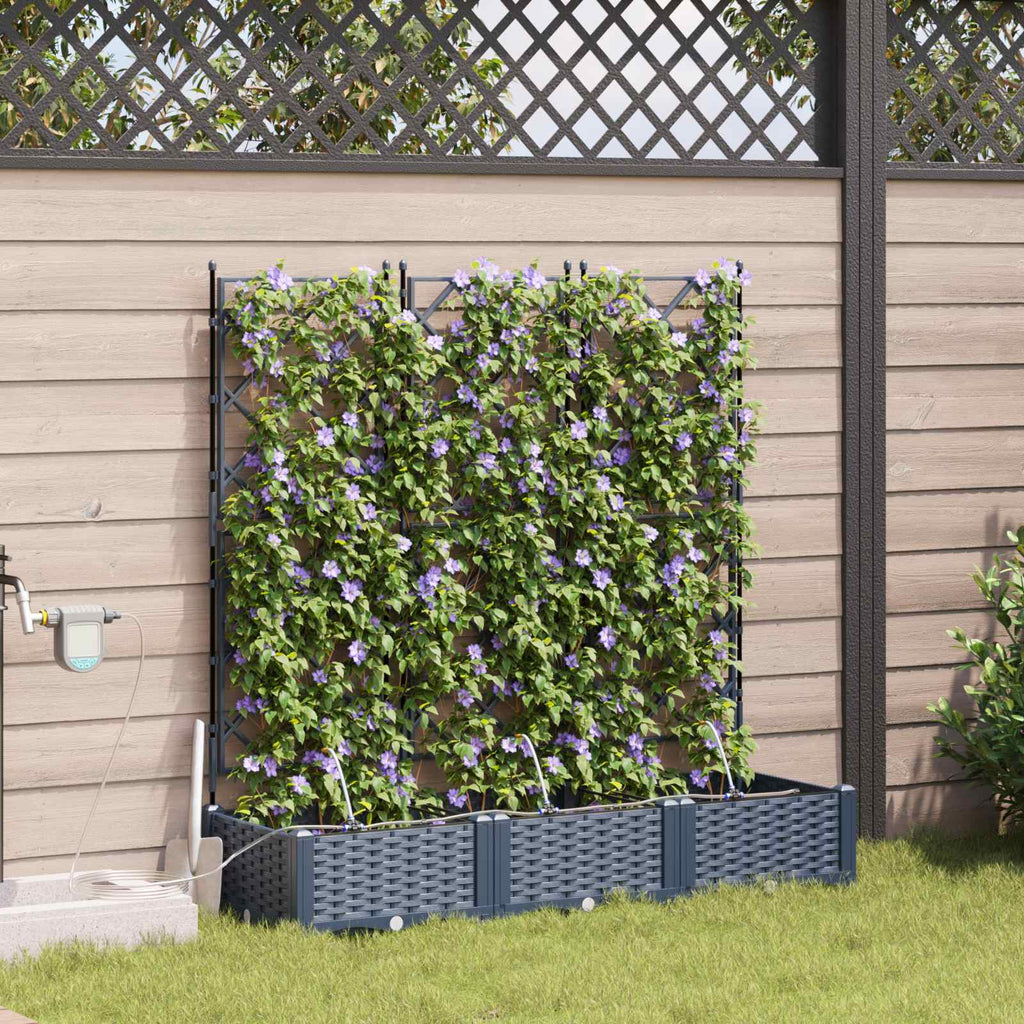 vidaXL Doniczka ogrodowa 3 pcs Szary 120 x 40 x 126 cm