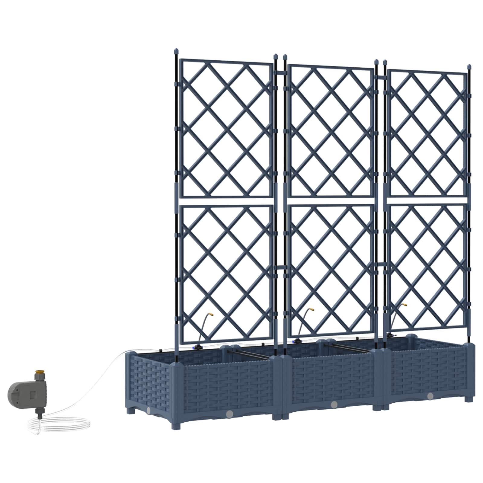 vidaXL Doniczka ogrodowa 3 pcs Szary 120 x 40 x 126 cm