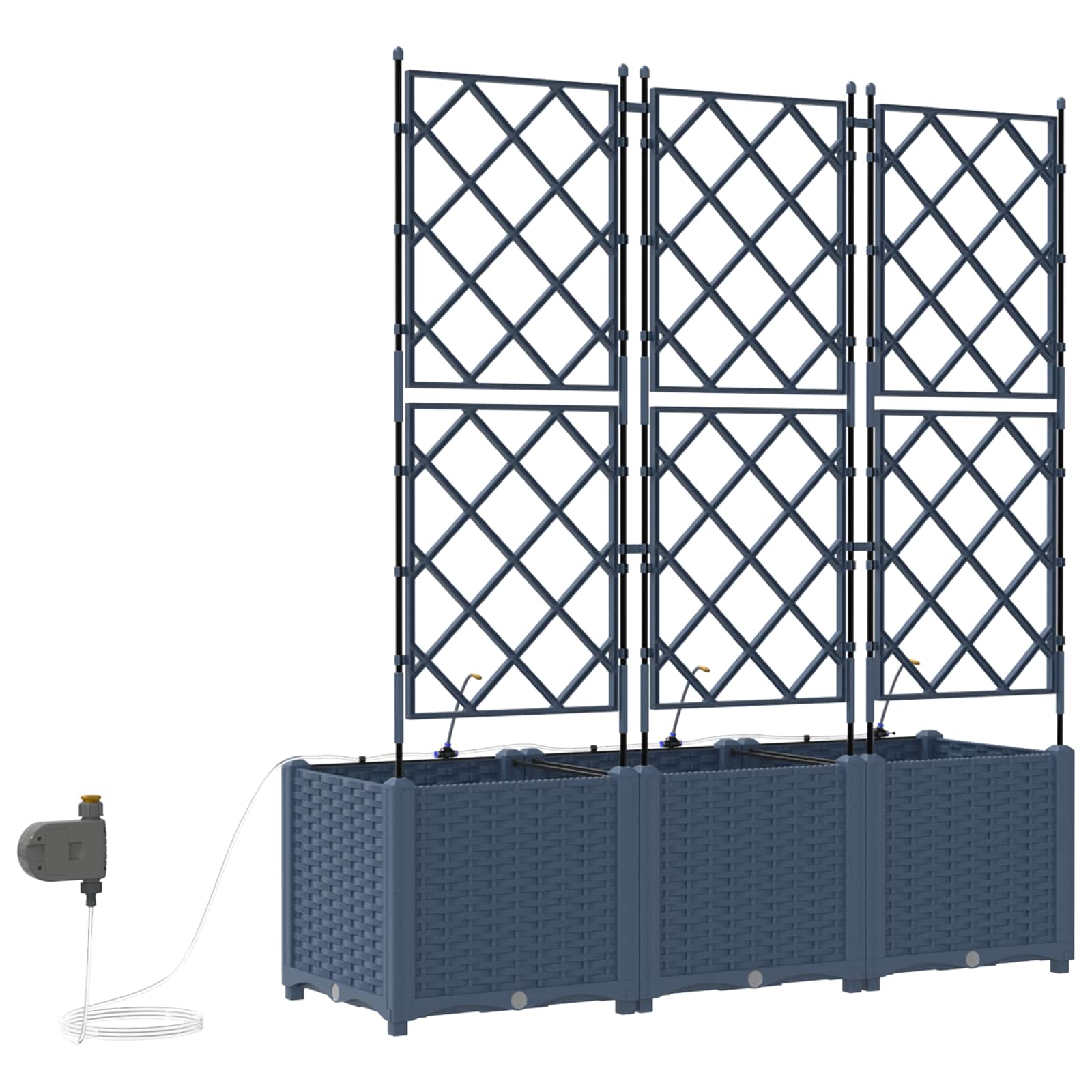 vidaXL Doniczka ogrodowa 3 pcs Szary 120 x 40 x 142 cm