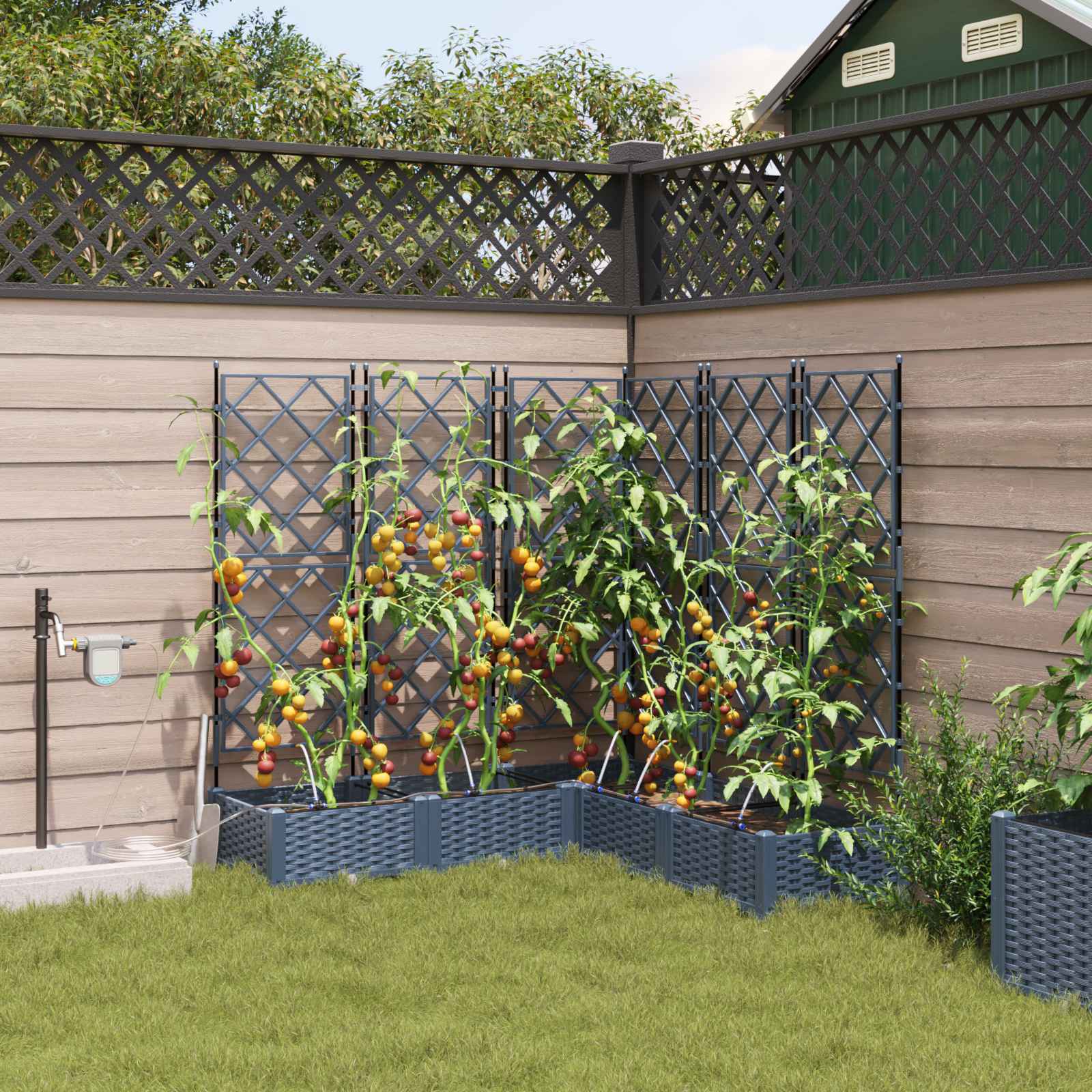 vidaXL Doniczka ogrodowa 5 pcs Szary 120 x 120 x 126 cm