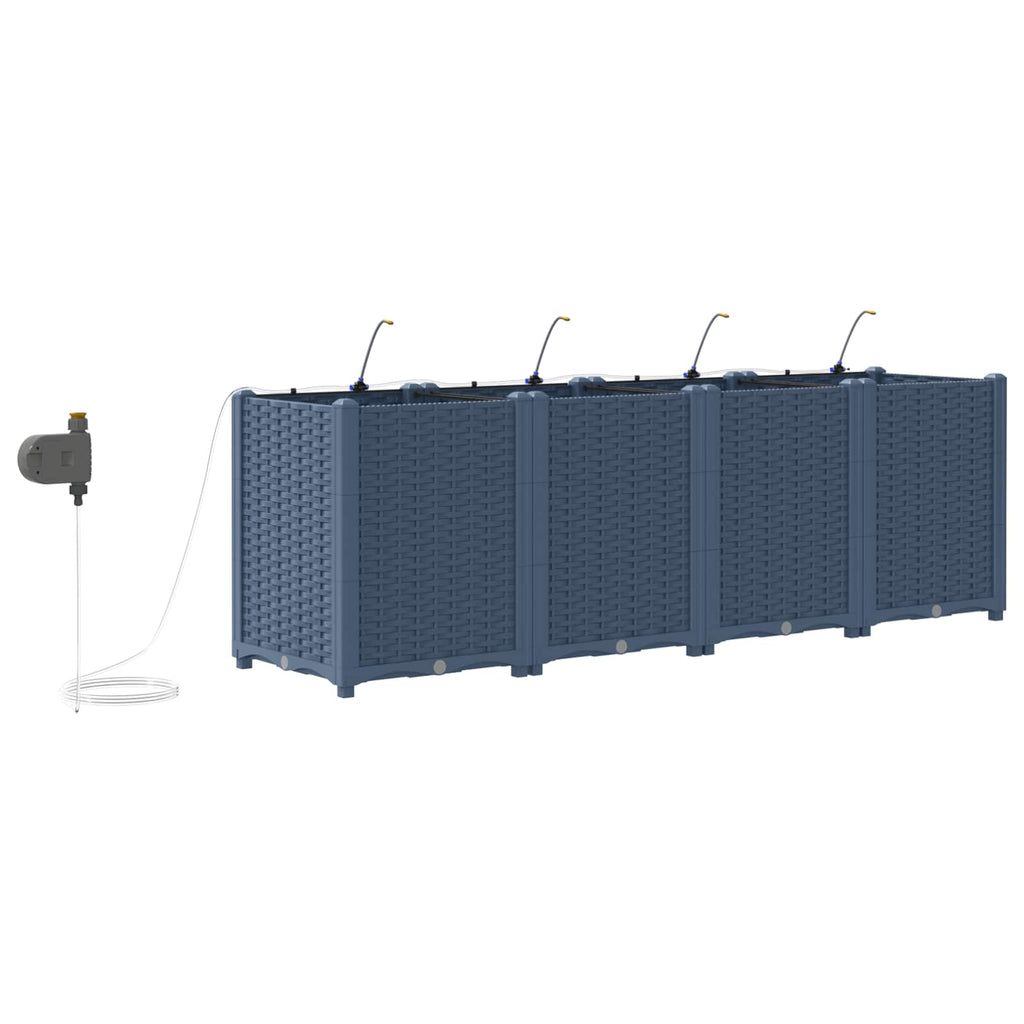 vidaXL Doniczka ogrodowa 4 pcs Szary 160 x 40 x 52 cm