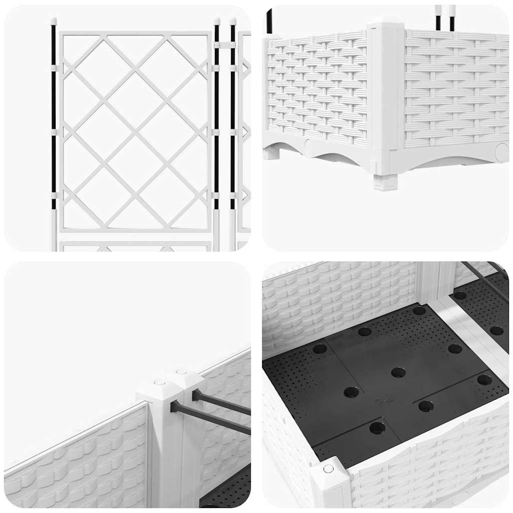 vidaXL Doniczka ogrodowa 3 pcs Biały 120 x 40 x 125,5 cm