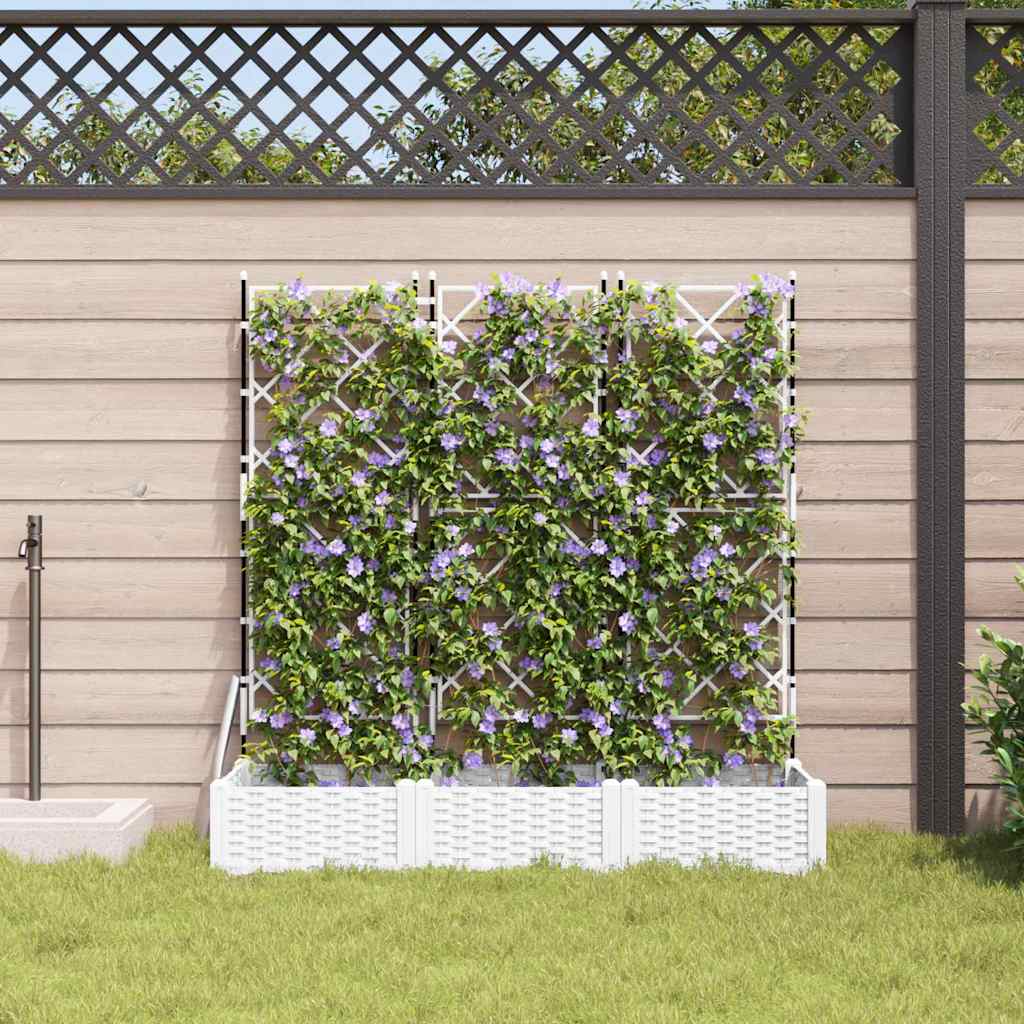 vidaXL Doniczka ogrodowa 3 pcs Biały 120 x 40 x 125,5 cm