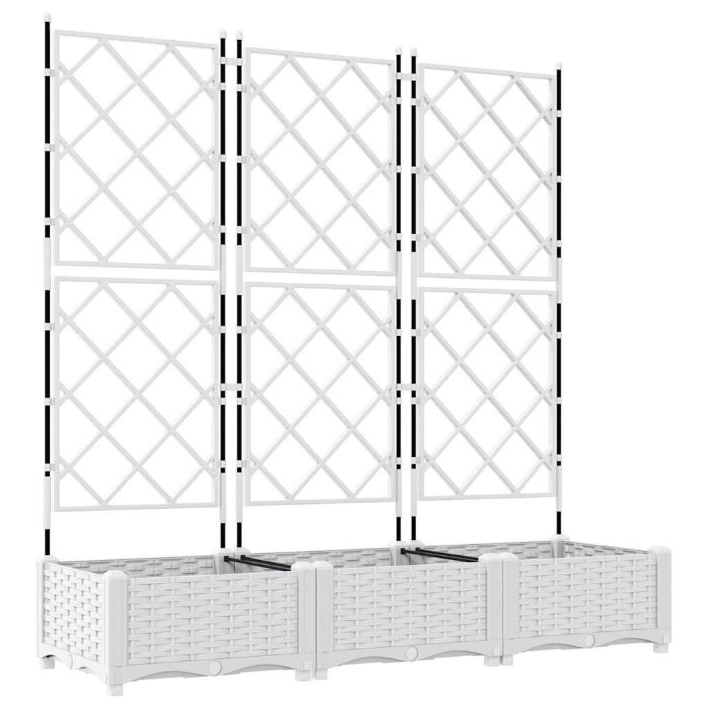 vidaXL Doniczka ogrodowa 3 pcs Biały 120 x 40 x 125,5 cm
