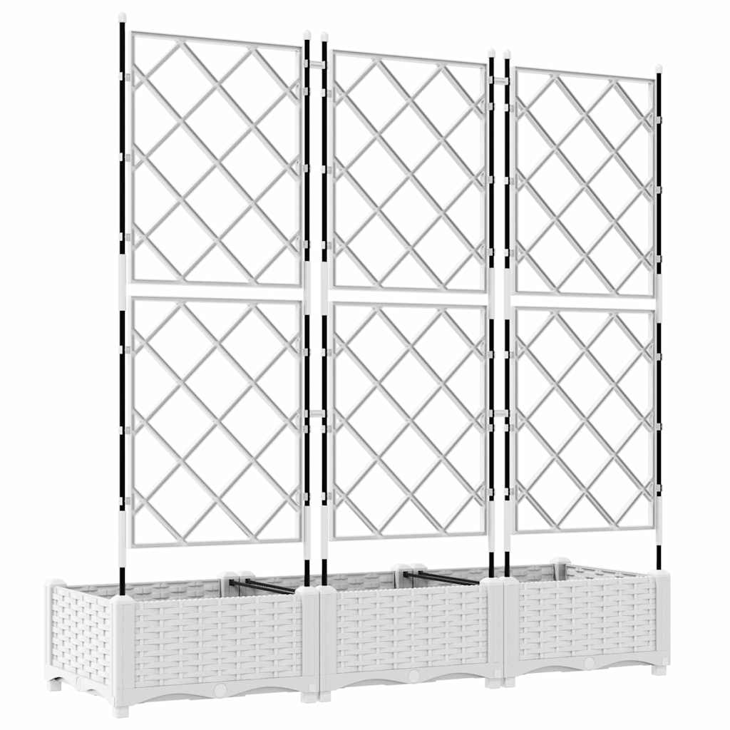vidaXL Doniczka ogrodowa 3 pcs Biały 120 x 40 x 125,5 cm