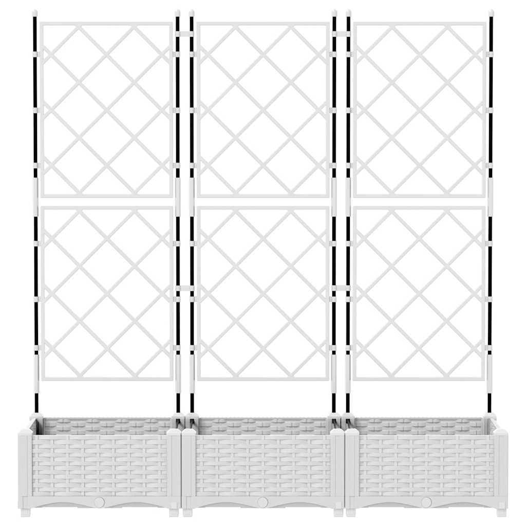 vidaXL Doniczka ogrodowa 3 pcs Biały 120 x 40 x 125,5 cm