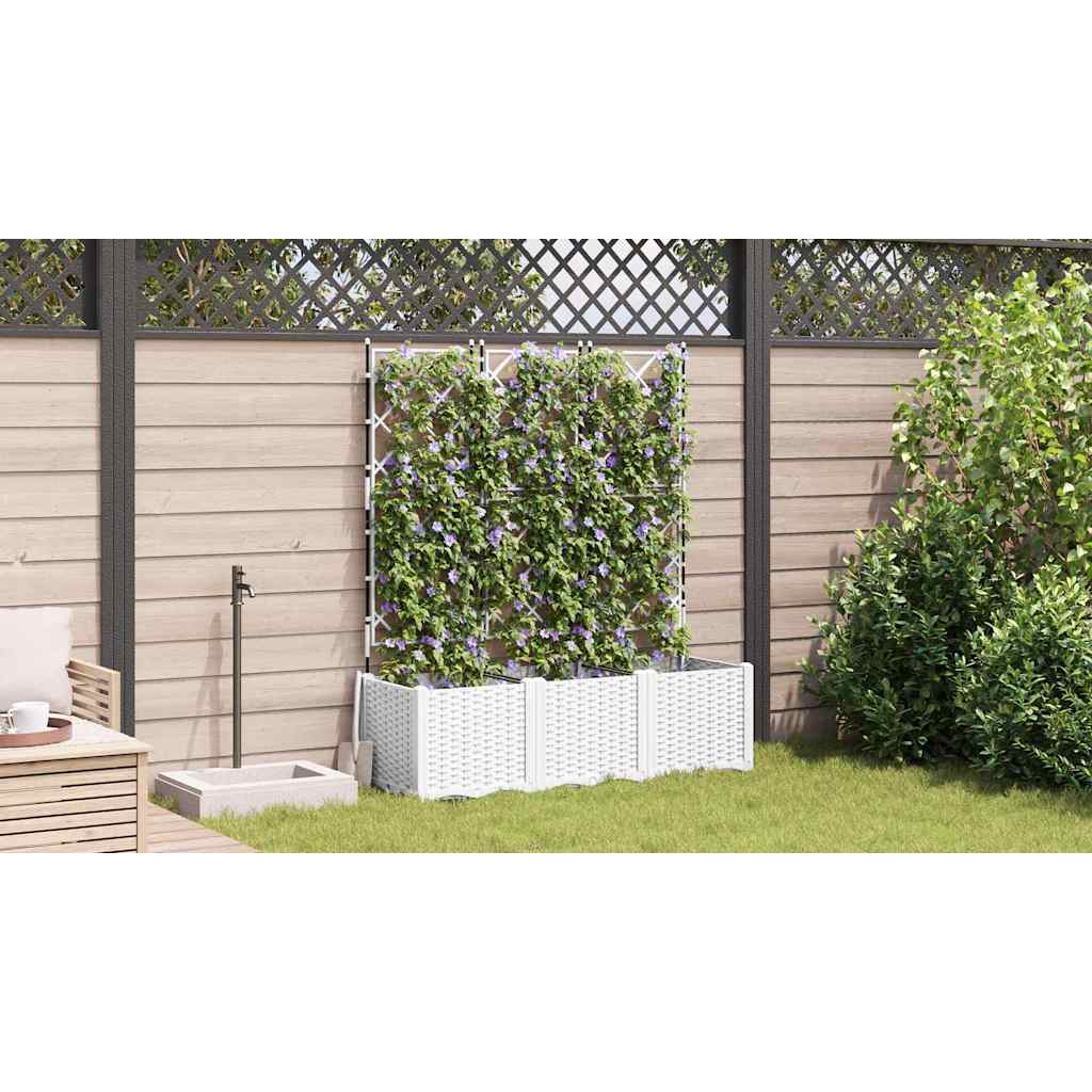 vidaXL Doniczka ogrodowa 3 pcs Biały 120 x 40 x 143 cm