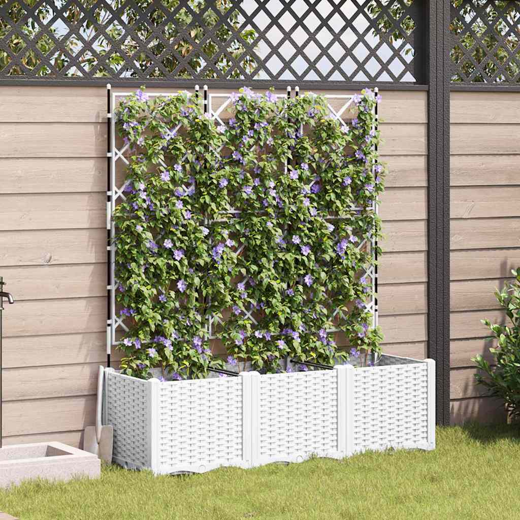 vidaXL Doniczka ogrodowa 3 pcs Biały 120 x 40 x 143 cm