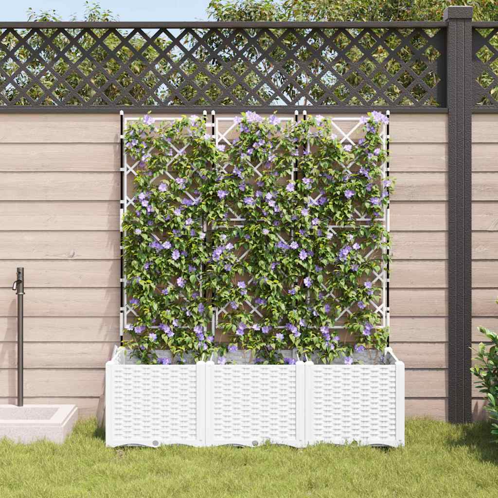 vidaXL Doniczka ogrodowa 3 pcs Biały 120 x 40 x 143 cm