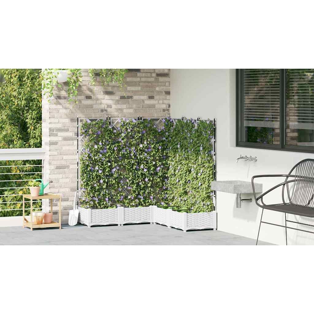 vidaXL Doniczka ogrodowa 5 pcs Biały 120 x 120 x 125,5 cm