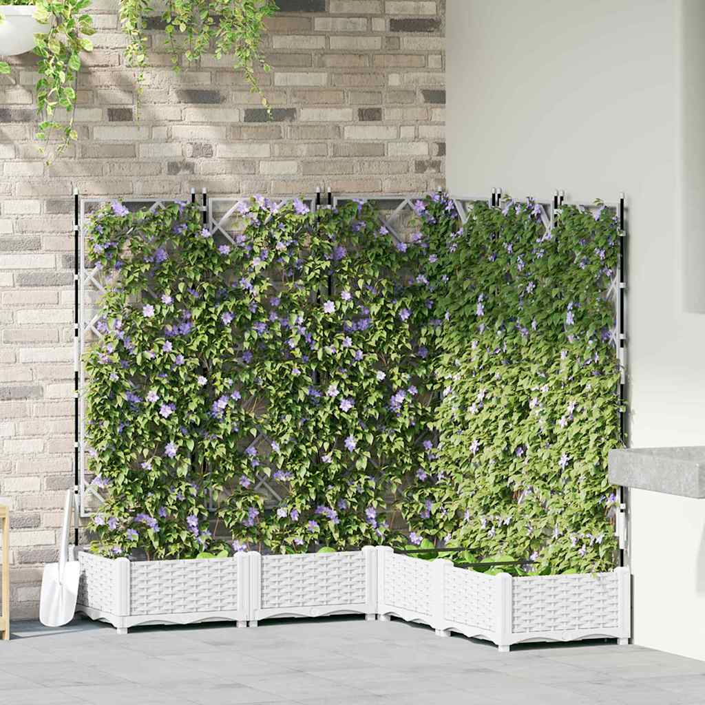 vidaXL Doniczka ogrodowa 5 pcs Biały 120 x 120 x 125,5 cm